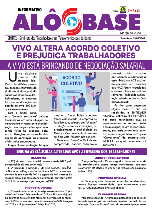 VIVO ALTERA ACORDO COLETIVO E PREJUDICA TRABALHADORES